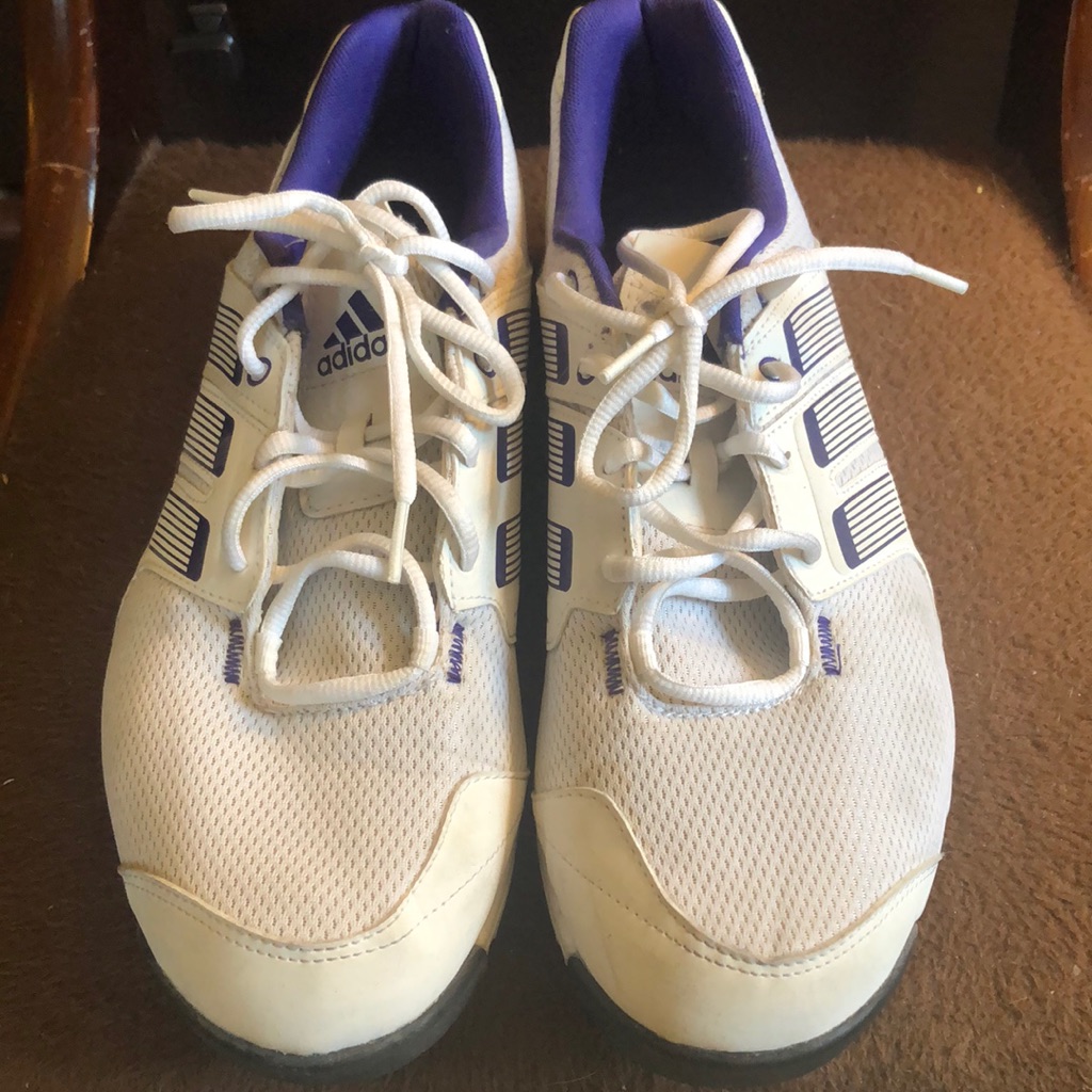 Men’s 12 Adidas White And Purple Athletic Shoes